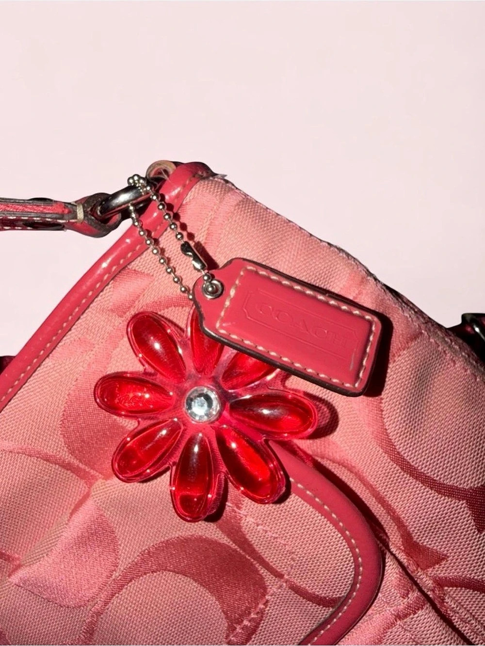 Coach Kyra Daisy Signature Crossbody Bag Pink & Red - Picture 6 of 7